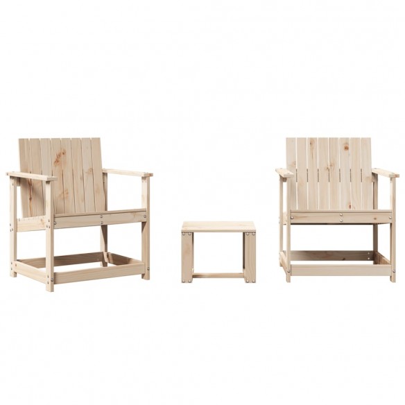 Salon de jardin 3 pcs bois massif de pin