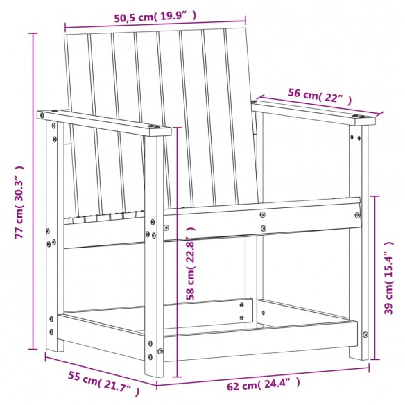 Salon de jardin 3 pcs bois massif de pin