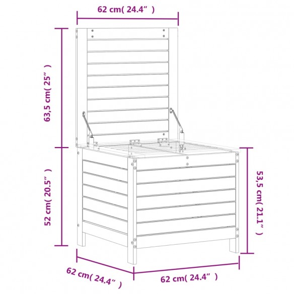 Repose-pied de jardin 62x63,5x53,5 cm bois de pin massif