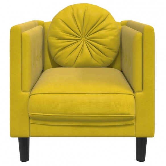 Fauteuil avec coussin jaune velours