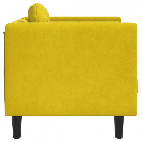 Fauteuil avec coussin jaune velours