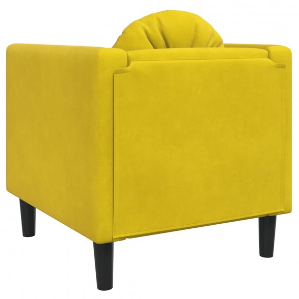 Fauteuil avec coussin jaune velours