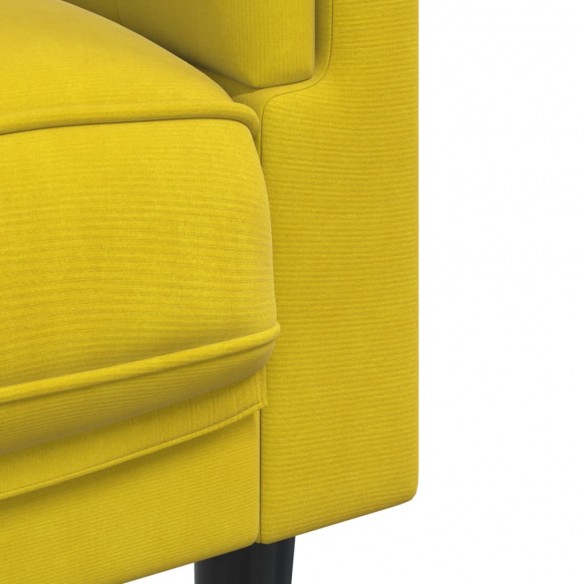 Fauteuil avec coussin jaune velours