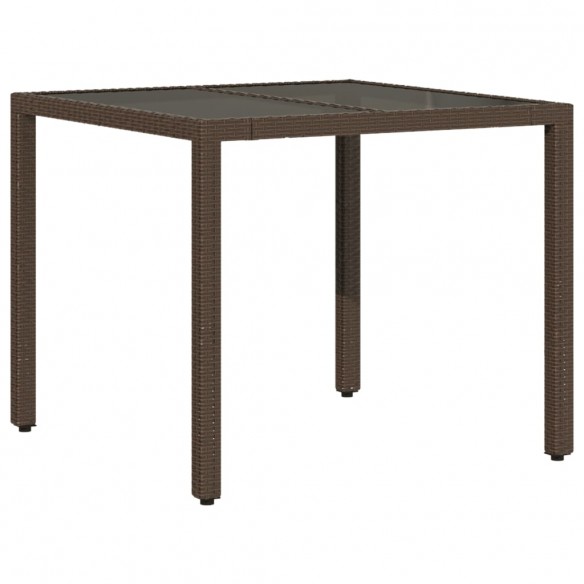 Table de jardin avec dessus en verre marron résine tressée