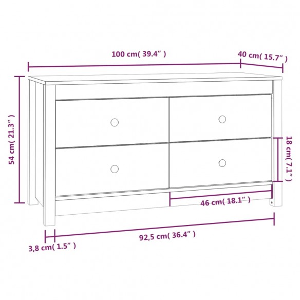 Armoire latérale Blanc 100x40x54 cm Bois de pin massif