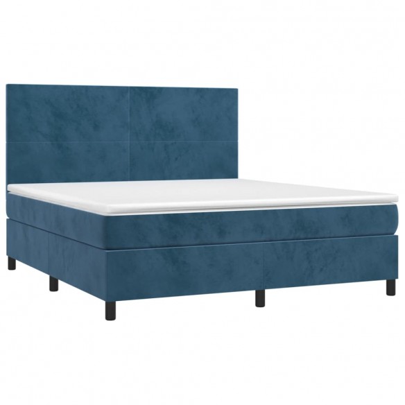 Cadre de lit avec matelas LED Bleu foncé 160x200 cm