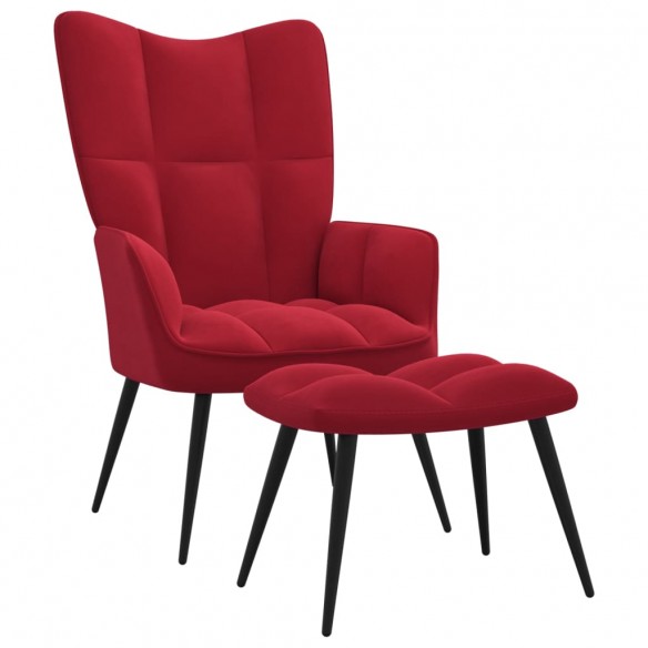 Chaise de relaxation avec repose-pied Rouge bordeaux Velours