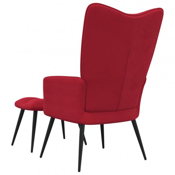 Chaise de relaxation avec repose-pied Rouge bordeaux Velours