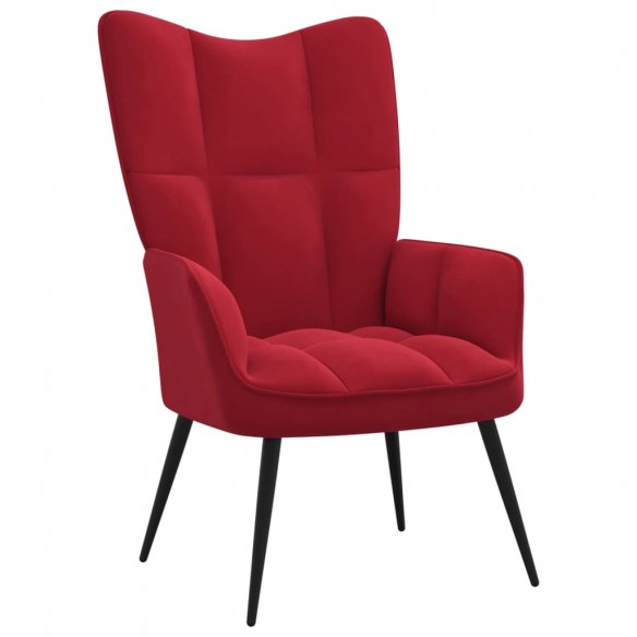 Chaise de relaxation avec repose-pied Rouge bordeaux Velours