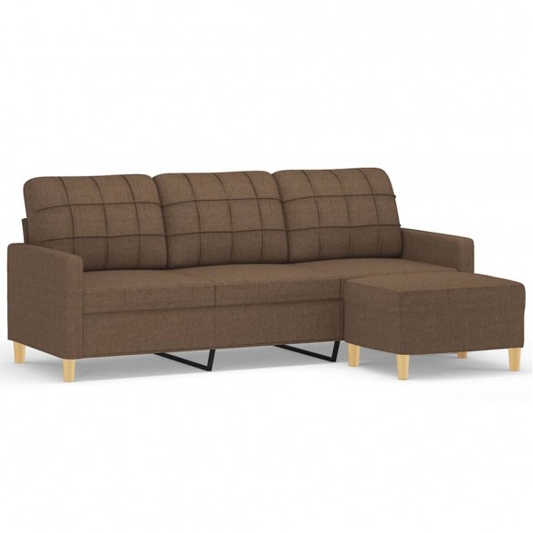 Canapé à 3 places avec repose-pieds Marron 180 cm Tissu