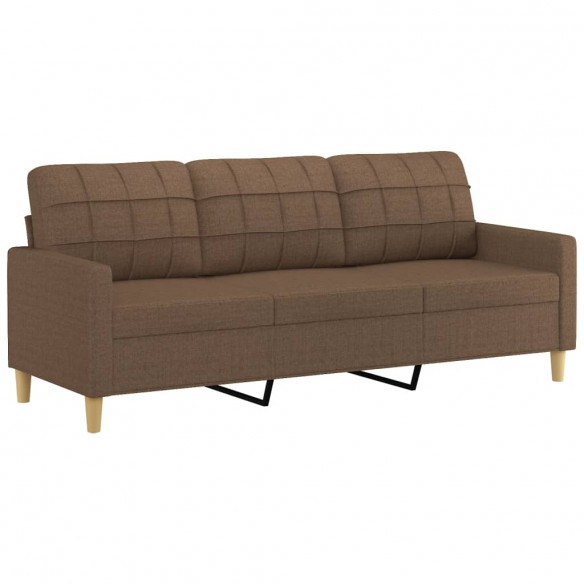 Canapé à 3 places avec repose-pieds Marron 180 cm Tissu