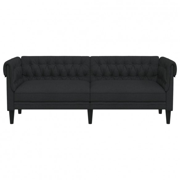 Canapé Chesterfield 3 places noir tissu