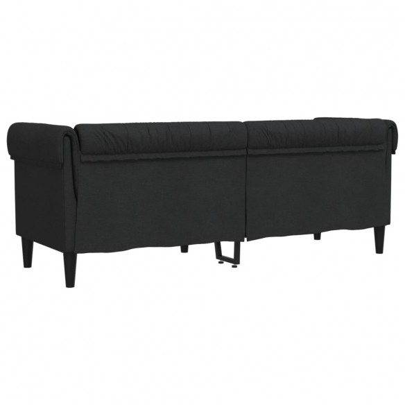 Canapé Chesterfield 3 places noir tissu