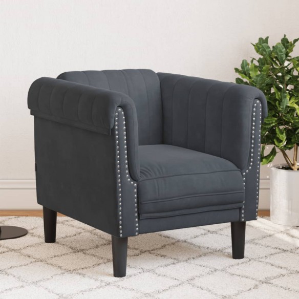 Fauteuil gris foncé velours