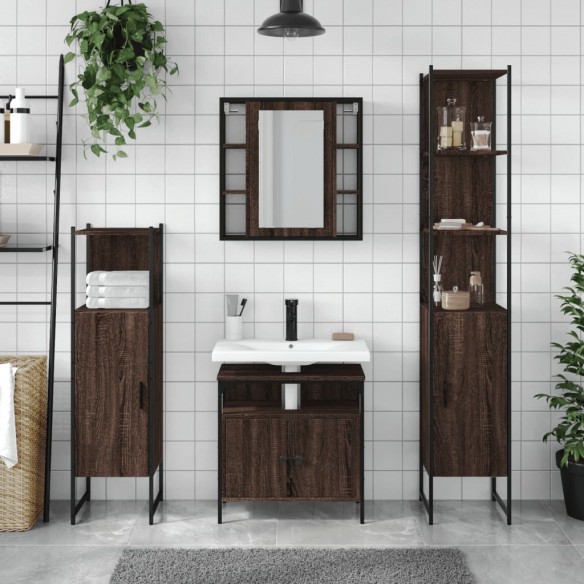 Ensemble d'armoires de salle de bain 4 pcs chêne marron