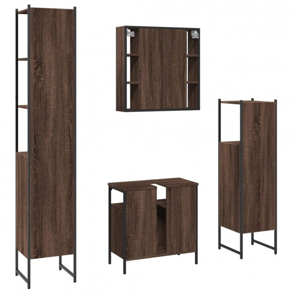 Ensemble d'armoires de salle de bain 4 pcs chêne marron