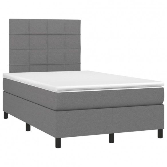 Cadre de lit matelas LED gris foncé 120x190 cm tissu