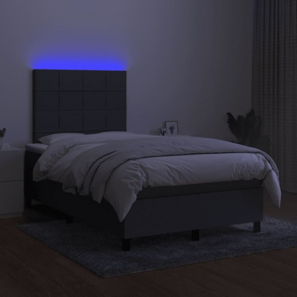 Cadre de lit matelas LED gris foncé 120x190 cm tissu