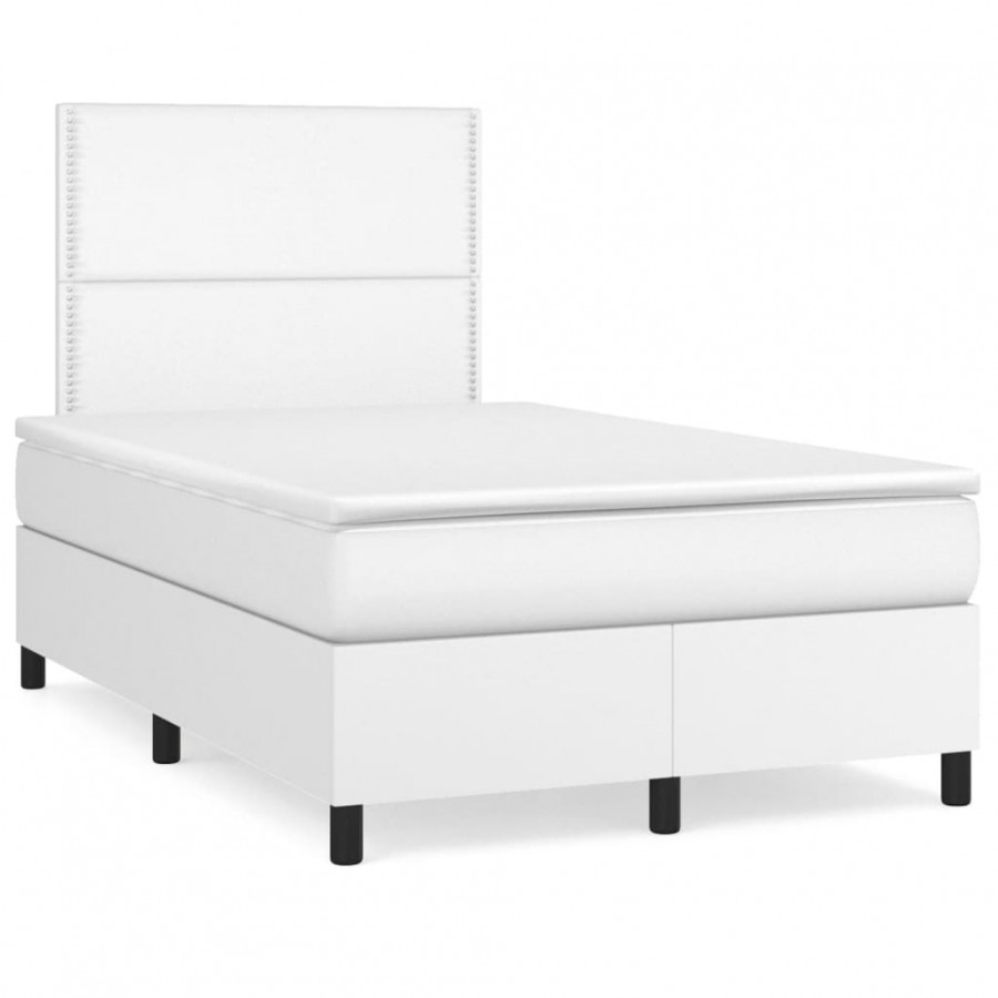 Cadre de lit matelas LED blanc 120x190 cm similicuir