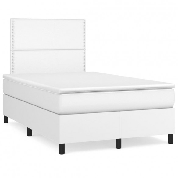 Cadre de lit matelas LED blanc 120x190 cm similicuir