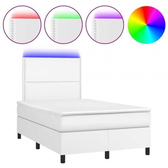 Cadre de lit matelas LED blanc 120x190 cm similicuir