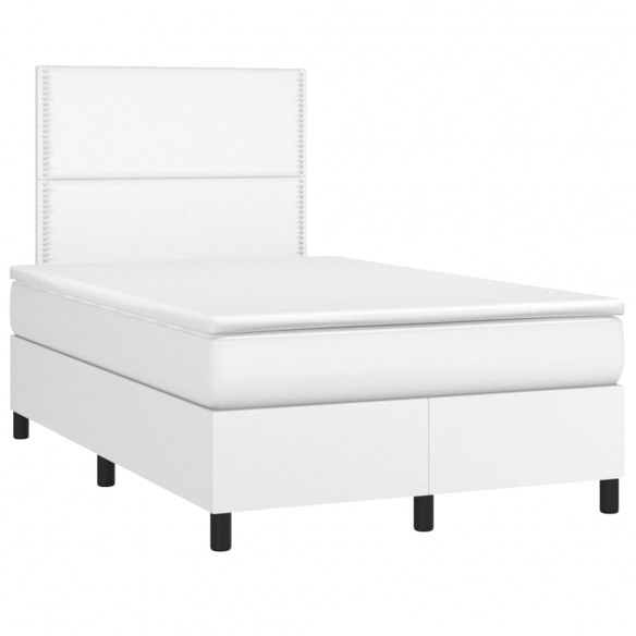 Cadre de lit matelas LED blanc 120x190 cm similicuir