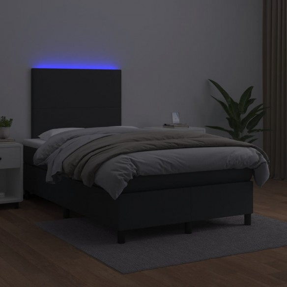 Cadre de lit matelas LED noir 120x190 cm similicuir