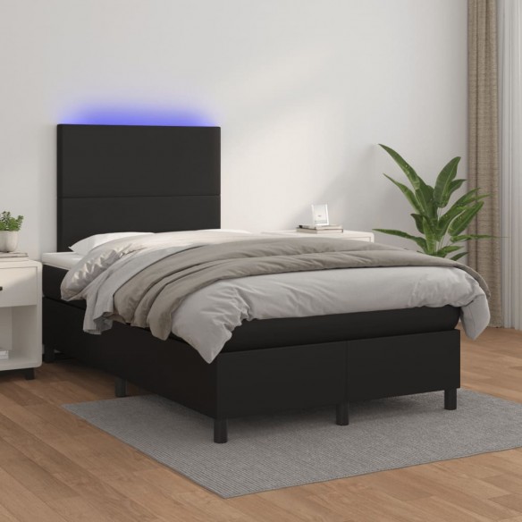 Cadre de lit matelas LED noir 120x190 cm similicuir