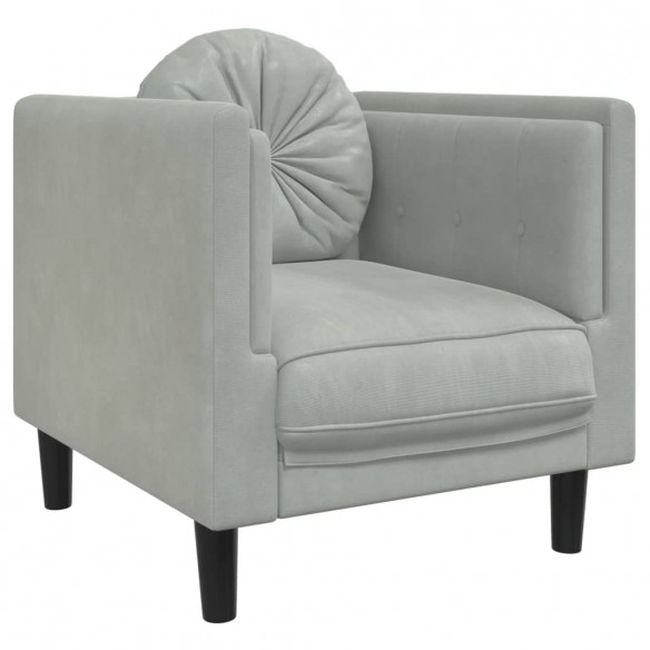 Fauteuil avec coussin gris clair Velours