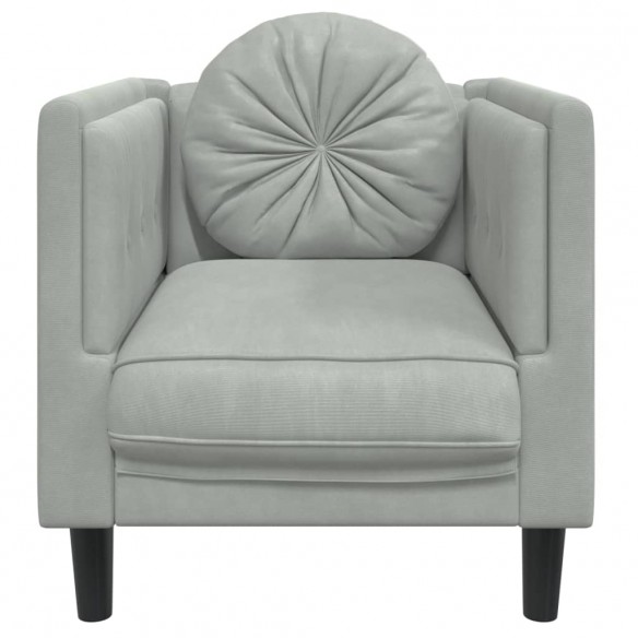 Fauteuil avec coussin gris clair Velours