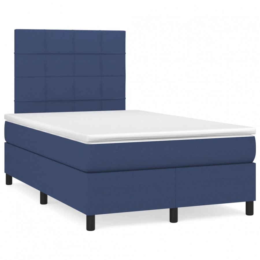 Cadre de lit matelas et LED bleu 120x190 cm tissu