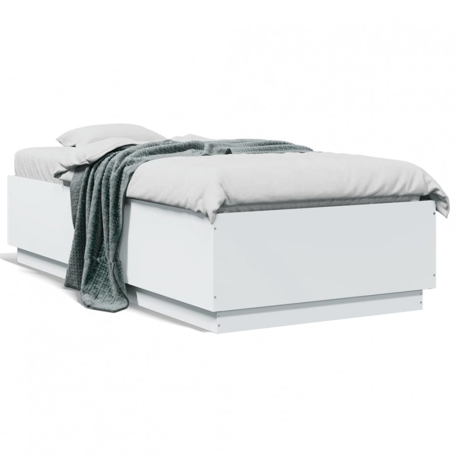 Cadre de lit blanc 75x190 cm bois...