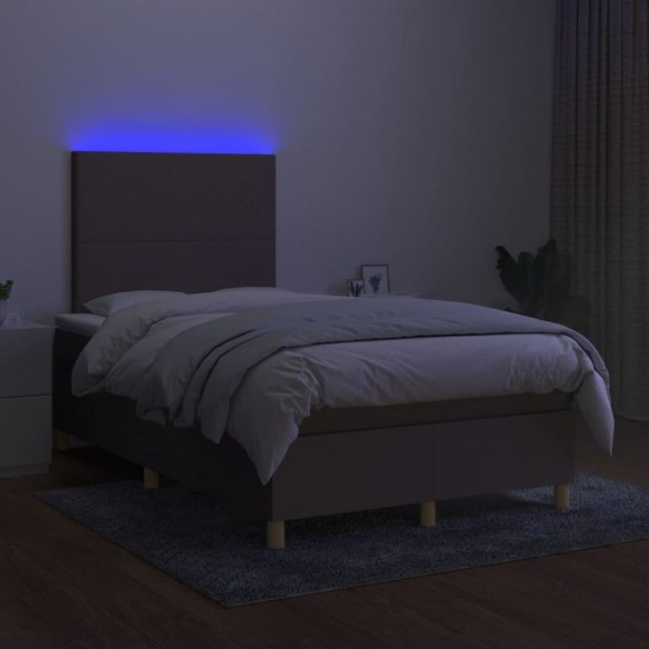 Cadre de lit matelas et LED taupe 120x190 cm tissu