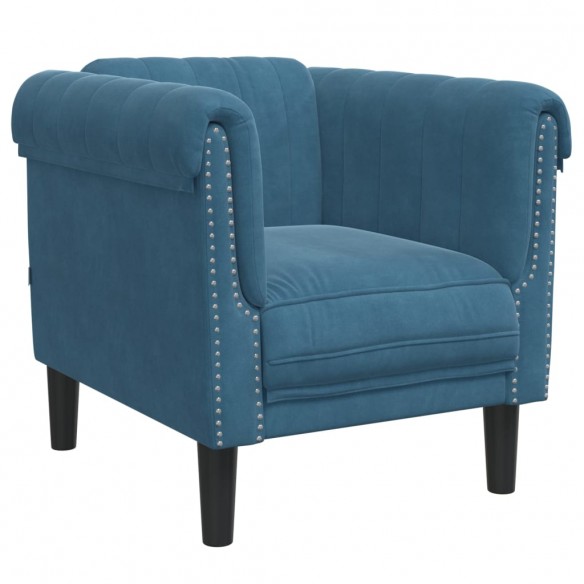 Fauteuil bleu velours