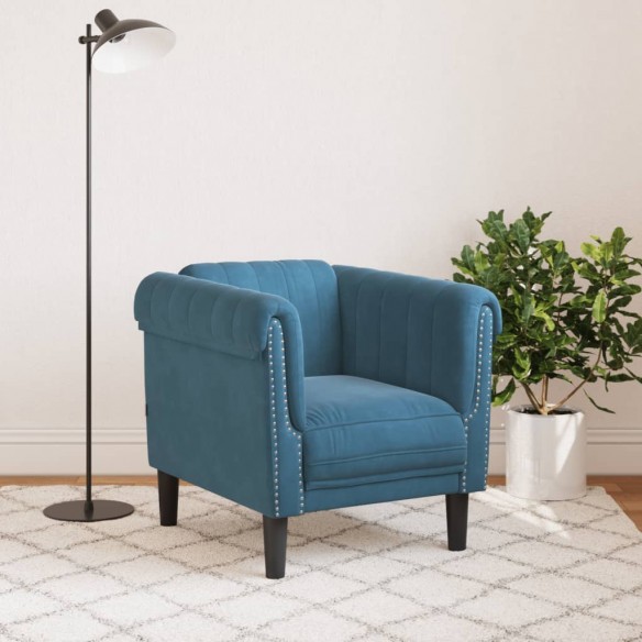 Fauteuil bleu velours