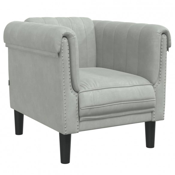 Fauteuil gris clair Velours