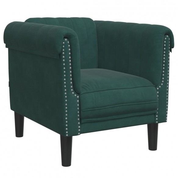 Fauteuil vert foncé velours