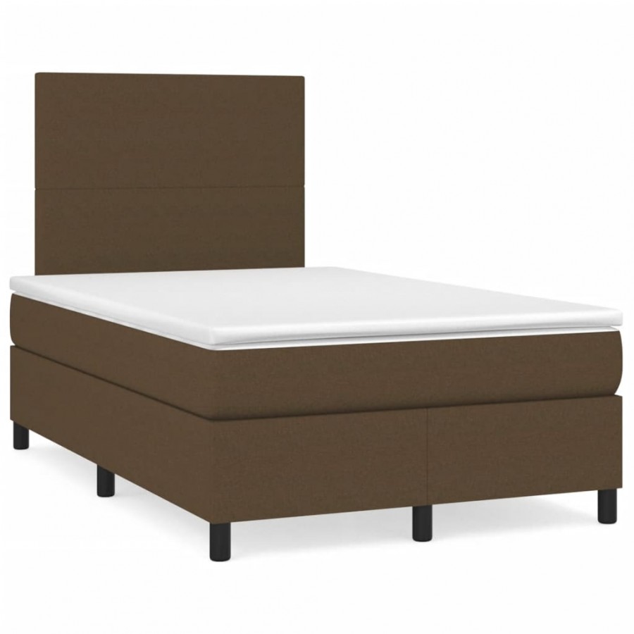 Cadre de lit matelas et LED marron foncé 120x190 cm