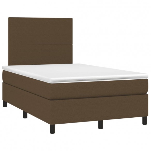 Cadre de lit matelas et LED marron foncé 120x190 cm