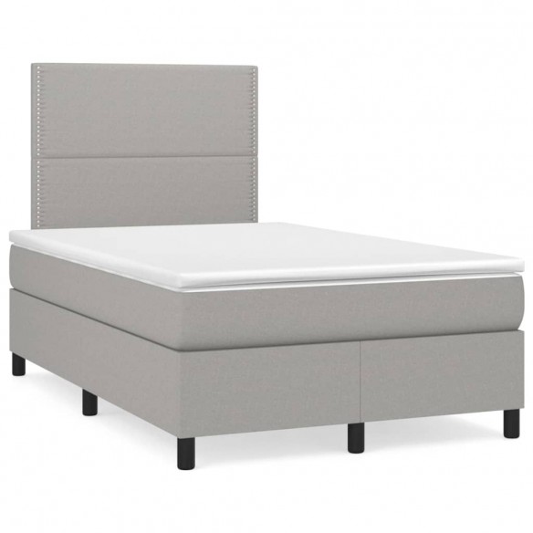 Cadre de lit matelas LED gris clair 120x190 cm tissu