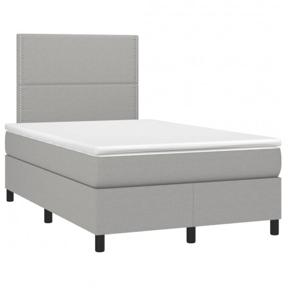 Cadre de lit matelas LED gris clair 120x190 cm tissu