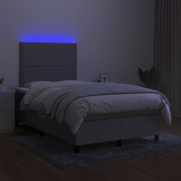 Cadre de lit matelas LED gris clair 120x190 cm tissu