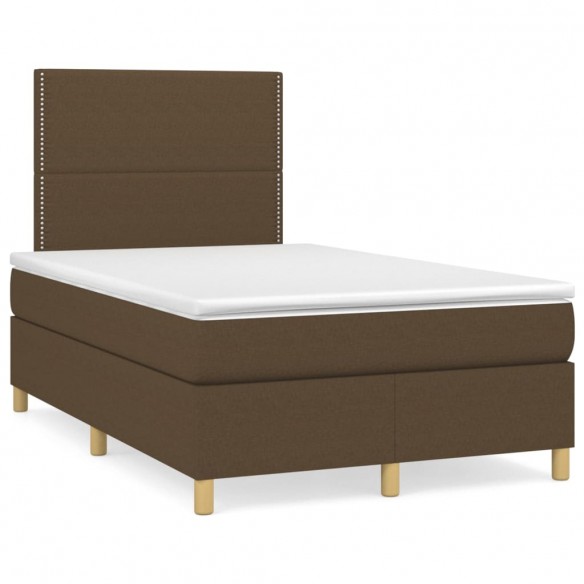 Cadre de lit matelas et LED marron foncé 120x190 cm