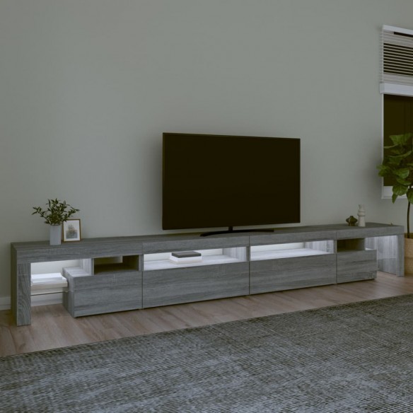 Meuble TV avec lumières LED Sonoma gris 290x36,5x40 cm