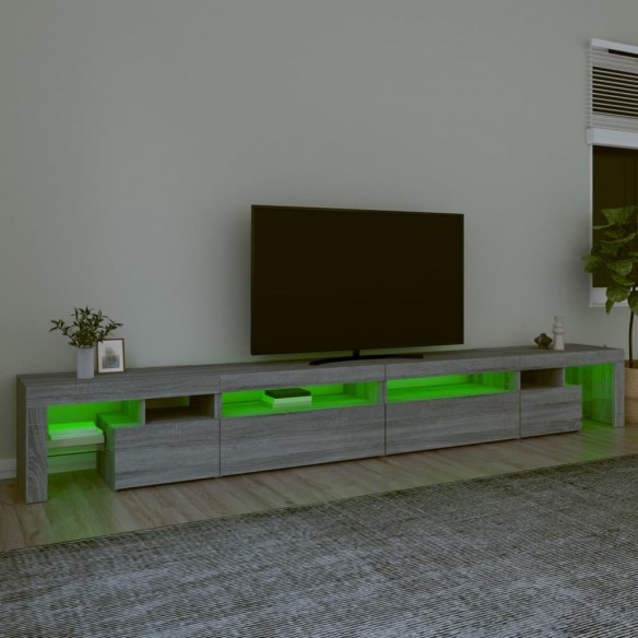 Meuble TV avec lumières LED Sonoma gris 290x36,5x40 cm