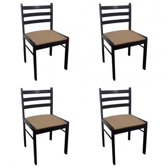 Chaises à manger lot de 4 marron hévéa solide et velours