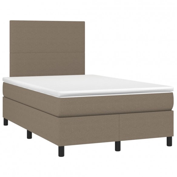 Cadre de lit et matelas et LED Taupe 120x200cm Tissu