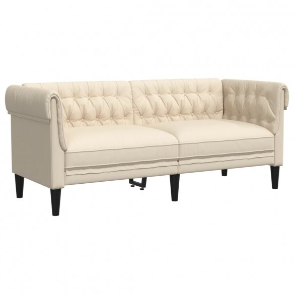 Canapé Chesterfield 2 places crème tissu