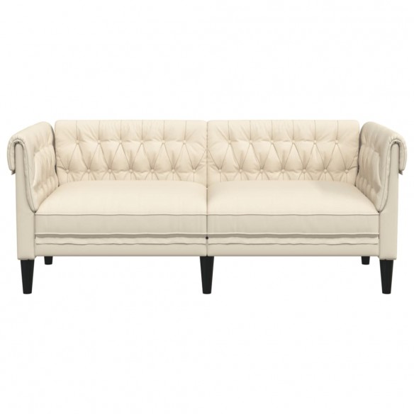 Canapé Chesterfield 2 places crème tissu