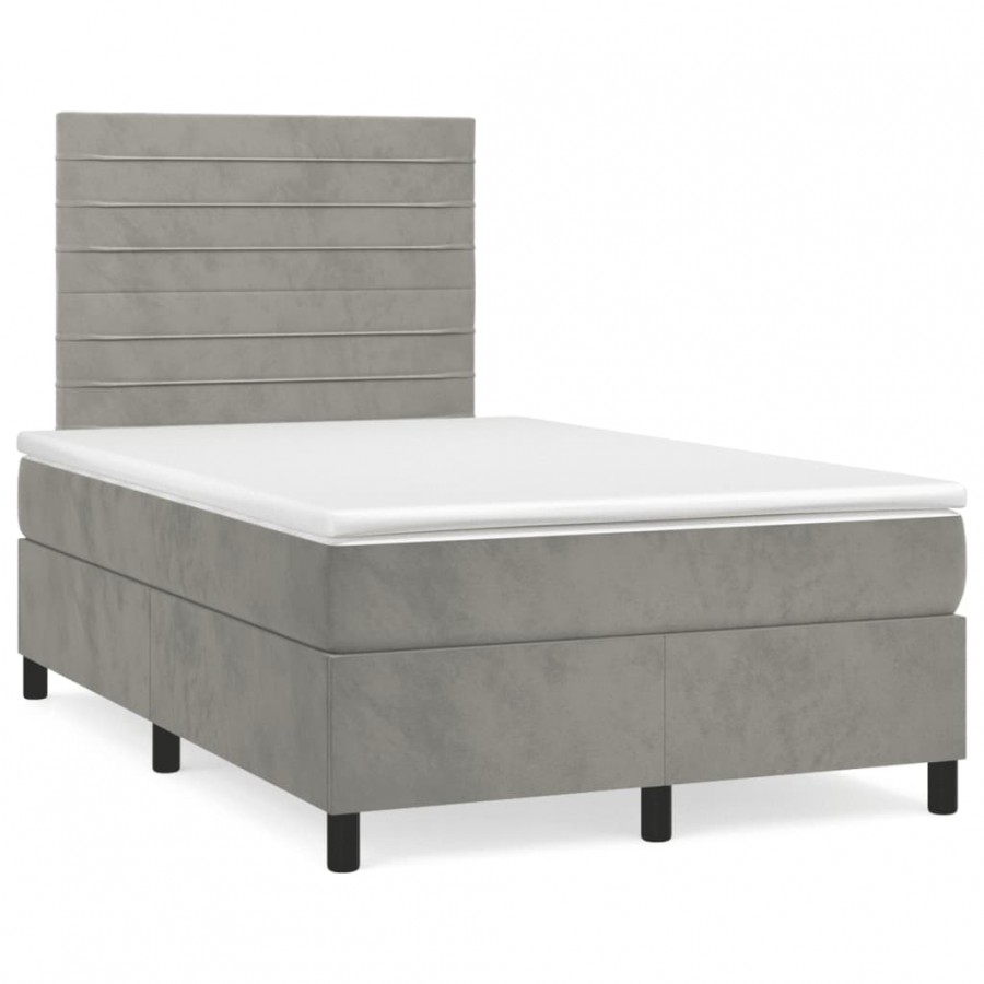 Cadre de lit avec matelas LED gris clair 120x190 cm